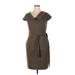 Calvin Klein Casual Dress - Sheath Cowl Neck Short sleeves: Brown Print Dresses - Women's Size 12