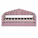 Creationstry Daybed w/ Trundle, Velvet Sofabed w/ USB Charging Ports Upholstered/Velvet, Solid Wood in Pink | 40.6 H x 42.6 W x 81.3 D in | Wayfair