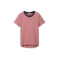 TOM TAILOR DENIM Damen T-Shirt mit Bio-Baumwolle, rosa, Streifenmuster, Gr. S