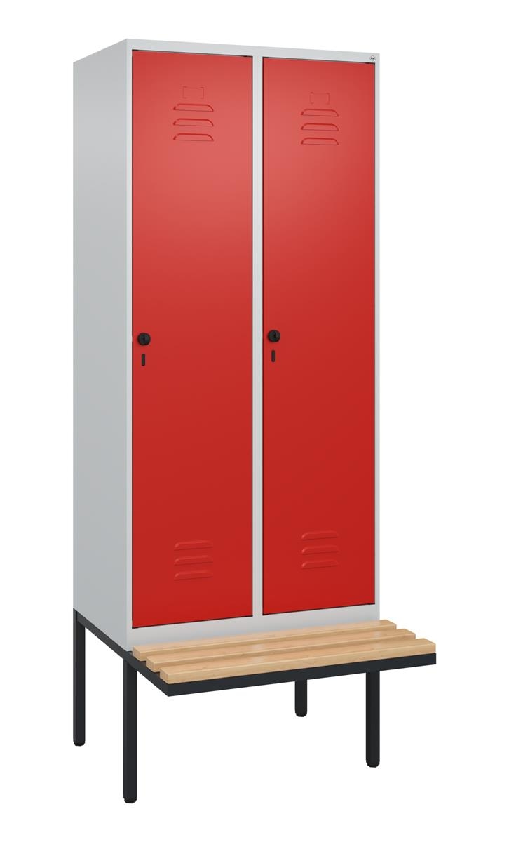 C+P Spind Classic PLUS, Bank, 2 Abteile, 2120x800x815mm, 7035/3020 Image