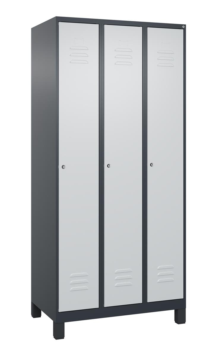 C+P Spind Classic PLUS, Füße, 3 Abteile, 1950x900x500mm, 7016/7035 Image