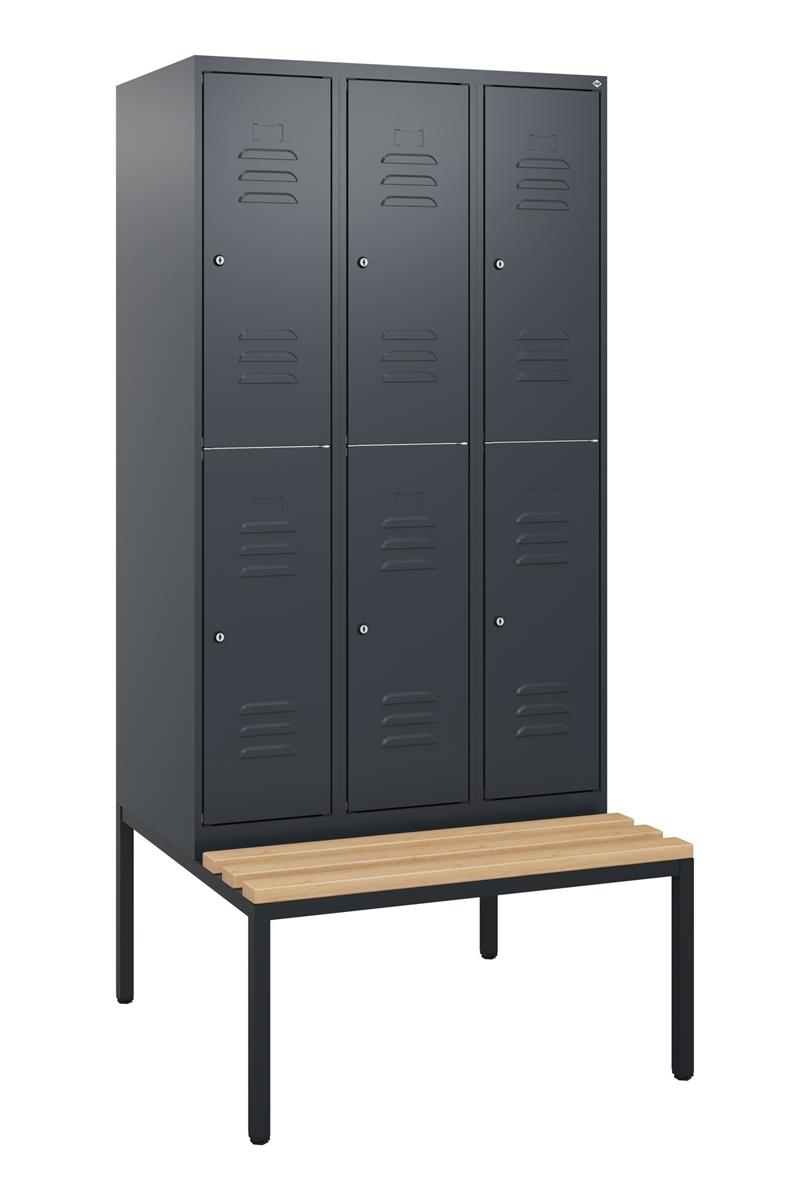 C+P Doppelstock-Spind Classic PLUS, Bank, 3 Abteile, 1950x900x815mm, 7016/7016 Image