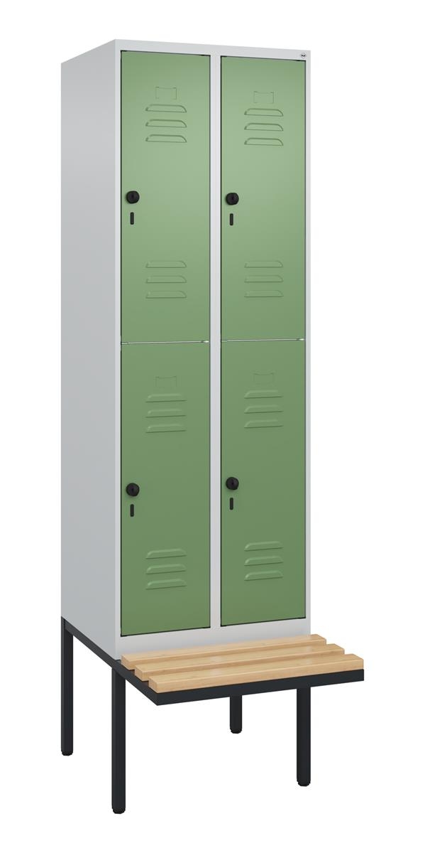 C+P Doppelstock-Spind Classic PLUS, Bank, 2 Abteile, 2120x600x815mm, 7035/6011 Image