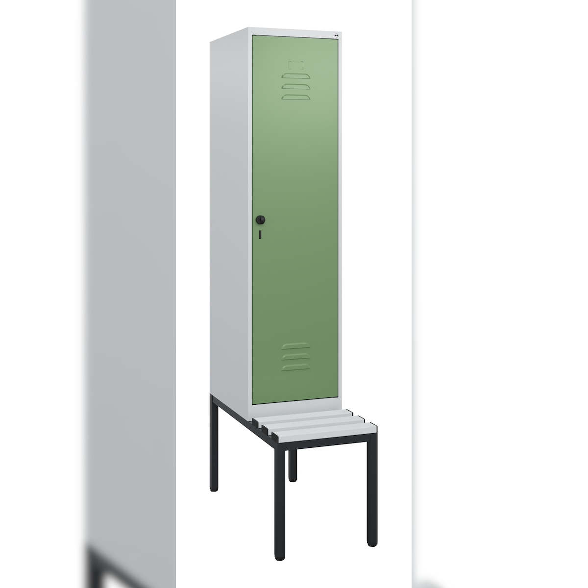 C+P Spind Classic PLUS, Bank, 1 Abteil, 1950x400x815mm, 7035/6011 Image