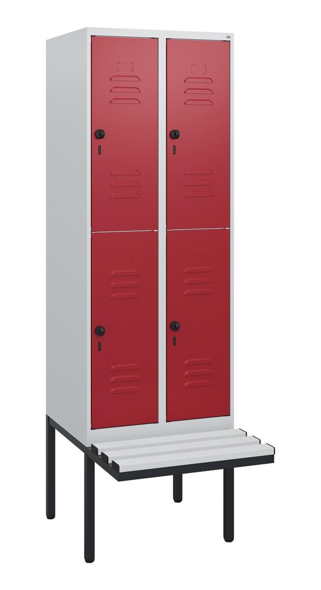 C+P Doppelstock-Spind Classic PLUS, Bank, 2 Abteile, 1950x600x815mm, 7035/3003 Image