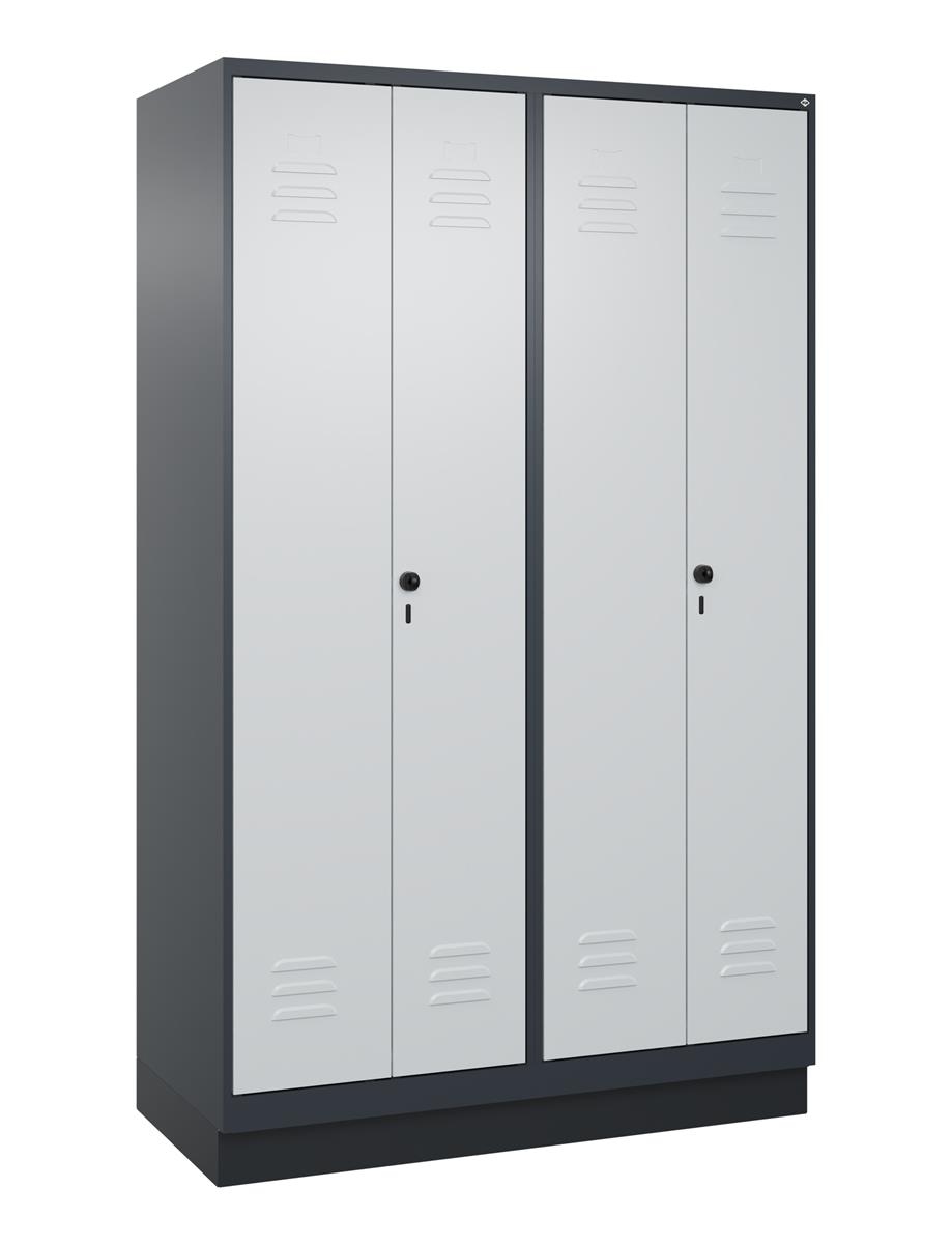 C+P Schwarz-Weiß-Spind Classic PLUS, Sockel, 4 Abteile, 1950x1200x500mm, 7016/70 Image