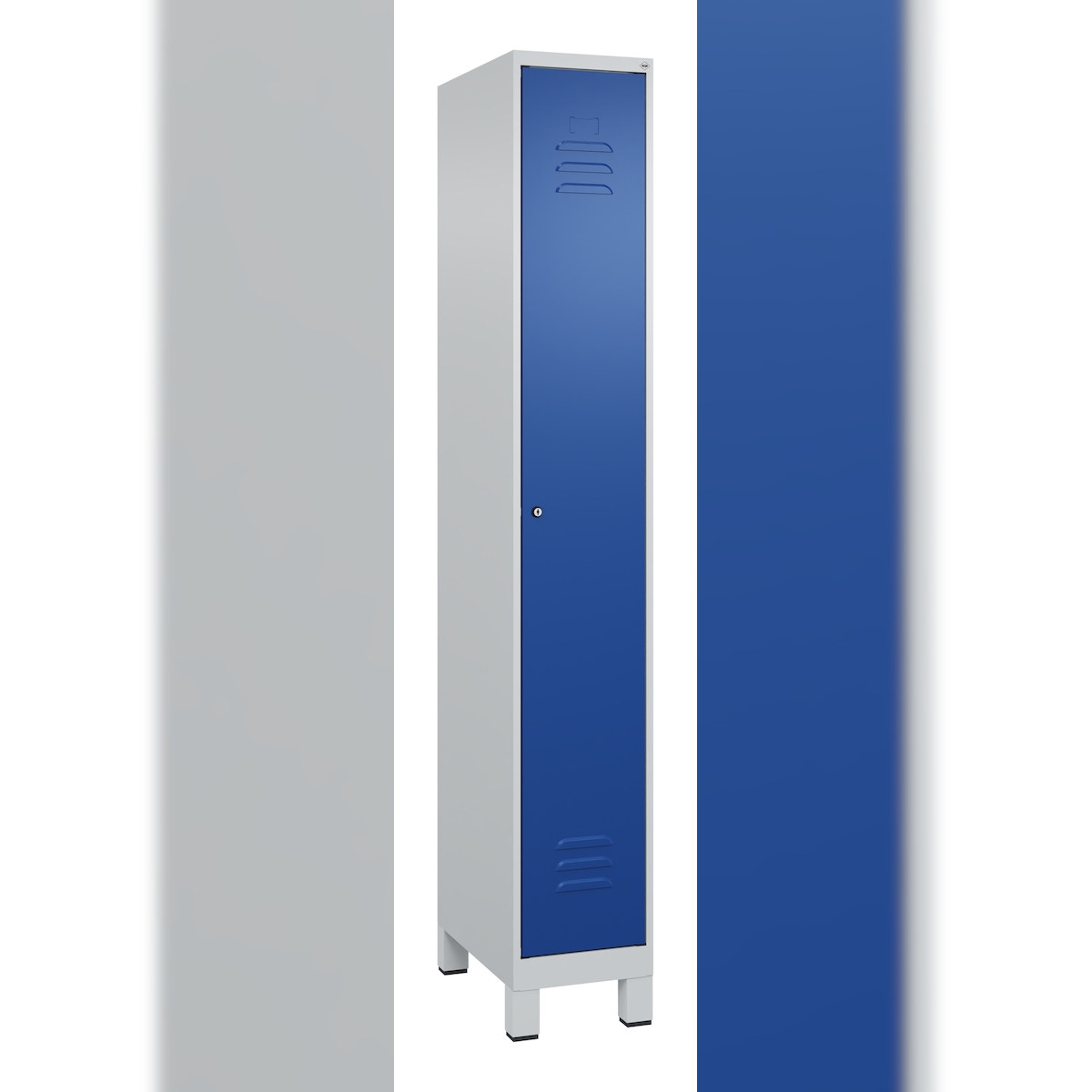 C+P Spind Classic PLUS, Füße, 1 Abteil, 1950x300x500mm, 7035/5010 Image