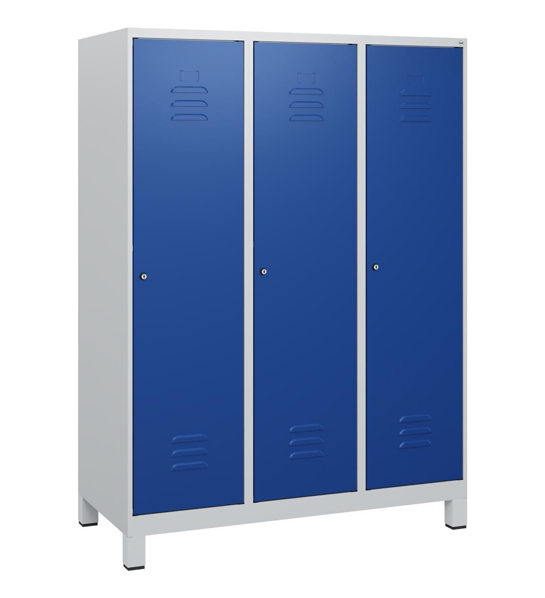 C+P Spind Classic PLUS, Füße, 3 Abteile, 1630x1200x500mm, 7035/5010 Image