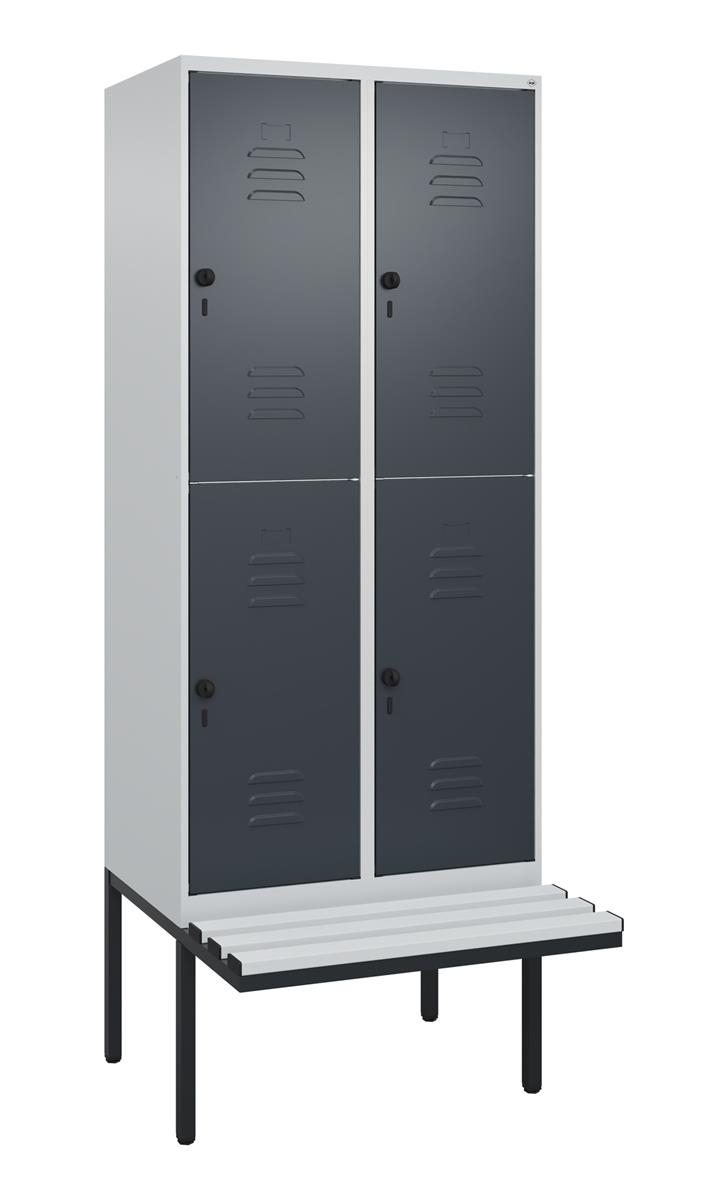 C+P Doppelstock-Spind Classic PLUS, Bank, 2 Abteile, 2120x800x815mm, 7035/7016 Image