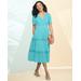 Draper's & Damon's Women's Malibu Gauze Tiered Dress - Blue - L - Misses