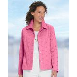 Appleseeds Women's Floral Eyelet Jacket - Pink - PM - Petite