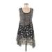 Papillon Casual Dress - A-Line Scoop Neck Sleeveless: Gray Leopard Print Dresses - Women's Size Medium