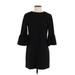 Zara Cocktail Dress - Shift Crew Neck 3/4 sleeves: Black Print Dresses - Women's Size Small