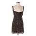 Urban Outfitters Casual Dress - Mini Plunge Sleeveless: Brown Snake Print Dresses - Women's Size Large