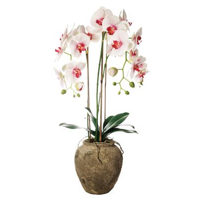 Orchidée en pot artificielle blanche et rose H81