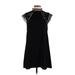 Zara Casual Dress - A-Line Mock Short sleeves: Black Print Dresses - Women's Size X-Small