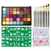 Walmeck Paint Palette Set Professional Body Party Festival Art Colors Set 10 4 Stencil Stickers Toxic Water Makeup Paint Palette Set Watercolor Paint Palette Professional Body Colors Non Toxic