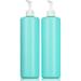 32 Oz Extra Large Turquoise/Mint Cylinder Plastic Squeeze Bottle With White Pump (2 Pack) I BPA Free Refillable Empty Storage Containers