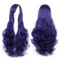 marioyuzhang Half Wigs for Purple Women Human Hair Wig Bundles Curly Cosplay Costume Wigs Women Long Curl Wavy Red Halloween Party Anime Hair Glueless Closure Wefted Wigs