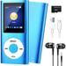 Portable MP3 Player with Bluetooth 5.0 Music Player with 32GB TF Card HiFi Speaker FM Earphone MP3 Music Player with Voice Recorder/Video/Photo Viewer/E-Book Player for Kids Running Walking(Blue)