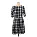 Urban Outfitters Casual Dress - A-Line High Neck Short sleeves: Black Checkered/Gingham Dresses - Women's Size X-Small