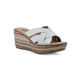 Women's White Mountain Samwell Platform Wedge Sandal by White Mountain in White Smooth Multi (Size 6 1/2 M)