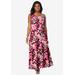 Plus Size Women's Stretch Cotton Tank Maxi Dress by Jessica London in Tea Rose Graphic Leaves (Size 12)