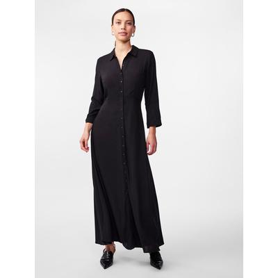 Hemdblusenkleid Y.A.S "YASSAVANNA LONG SHIRT DRESS", Damen, Gr. XXL (44), N-Gr, schwarz, Web, Obermaterial: 100% Viskose, unifarben, modisch, relaxed fit lang, 3/4-Ärmel, Kleider, mit 3/4 Ärmel Image