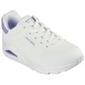 Sneaker SKECHERS "UNO - POP BACK" Gr. 37, bunt (weiß, violett) Damen Schuhe Sneaker Freizeitschuh, Halbschuh, Schnürschuh komfortabler Skech-Air Funktion Bestseller