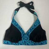 Athleta Swim | Athleta Bikini Top Underwire Triangle Halter Black Blue Paisley 36 B/C Swimsuit | Color: Black/Blue | Size: 36 B/C