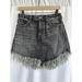 Free People Skirts | Free People Maverick Black Fringed Denim Mini Skirt Size Womens 26 | Color: Black | Size: S