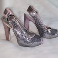 Jessica Simpson Shoes | New Jessica Simpson Sequined Peep Toe Slingback Platform Pumps Shoes Size 7 1/2 | Color: Gray/Silver | Size: 7.5