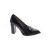 Nine West Heels: Pumps Chunky Heel Work Blue Print Shoes - Women's Size 8 1/2 - Pointed Toe