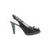 Anne Klein Heels: Pumps Chunky Heel Cocktail Party Black Print Shoes - Women's Size 8 - Peep Toe