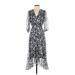 Sam Edelman Cocktail Dress - Wrap: Silver Floral Motif Dresses - Women's Size 0