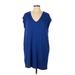 MTS Casual Dress - Shift: Blue Solid Dresses - Women's Size Large