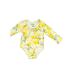 Jessica Simpson Long Sleeve Onesie: Yellow Print Bottoms - Size 12 Month