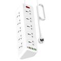 PEGANT 10 Way Power Extension Lead, Surge Protector Strip, Heavy Duty 10 Gang Extension Cord, Universal Electrical Socket, 5x USB-A & 1x USB-C PD, 30W Total Power, 3 Meters Cable (3M)