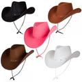 Pack of 5 Adult Texan Cowboy or Cowgirl Hats (1 each: Black, Brown, Dark Brown, White, Pink) : Wild West, Rodeo, Music Festival, Western themed Fancy Dress Costume Accessory