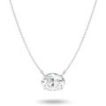 Carbon Atelier IGI Certified 1/3 to 2 Carat Oval Lab Grown Diamond Horizontal Solitaire Pendant Necklace for Women I 14k Gold Necklace (G-H, VS1-VS2, cttw) I 18 Inch Long Chain I Lobster Claw, 1.00