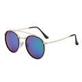 HPIRME Round Sunglasses Women Metal Frame Men Driving Eyewear Shades Vintage Sun Glasses,5 Gold Mirror Green,one size