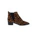 Marc Fisher LTD Ankle Boots: Slip-on Chunky Heel Casual Brown Leopard Print Shoes - Women's Size 7 - Pointed Toe