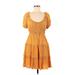 Forever 21 Casual Dress - A-Line Scoop Neck Short sleeves: Orange Print Dresses - Women's Size Medium