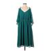 Torrid Casual Dress - A-Line V Neck 3/4 sleeves: Teal Print Dresses - New - Women's Size 4 Plus