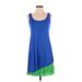 B44 Dressed Casual Dress - DropWaist: Blue Color Block Dresses - Women's Size Small