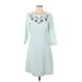 Banana Republic Casual Dress - A-Line Scoop Neck 3/4 sleeves: Blue Print Dresses - Women's Size 4