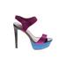 Jessica Simpson Heels: Slingback Stilleto Minimalist Purple Print Shoes - Women's Size 7 - Peep Toe