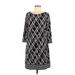 White House Black Market Casual Dress - Shift: Black Fair Isle Dresses - Women's Size Medium