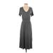 B Collection by Bobeau Casual Dress - Midi: Gray Print Dresses - Women's Size Small