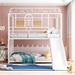 Twin Over Twin Metal Bunk Bed, Kids Bed, with Slide - Playful House Design, Sturdy Frame, White with White Slide